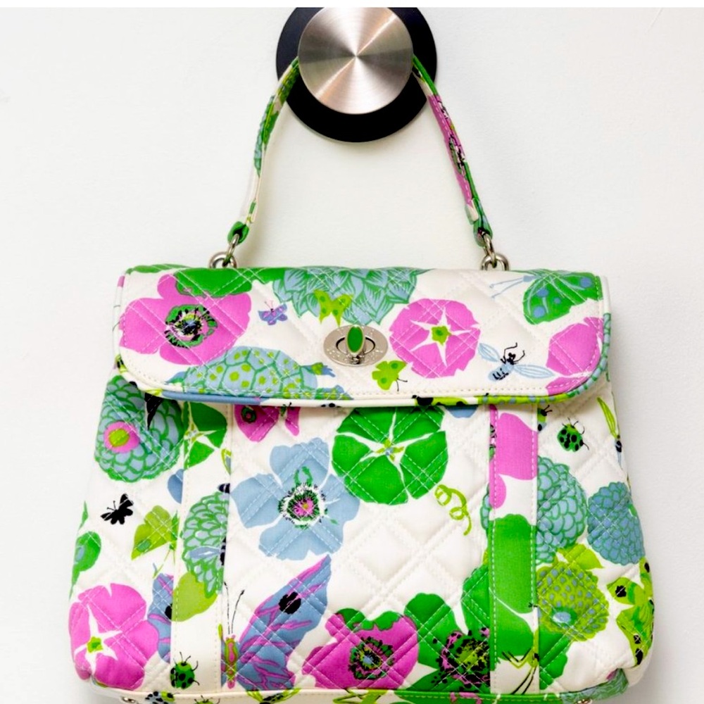Vera Bradley Quilted Sateen Butterfly Purse Multicolor Floral Print Handbag